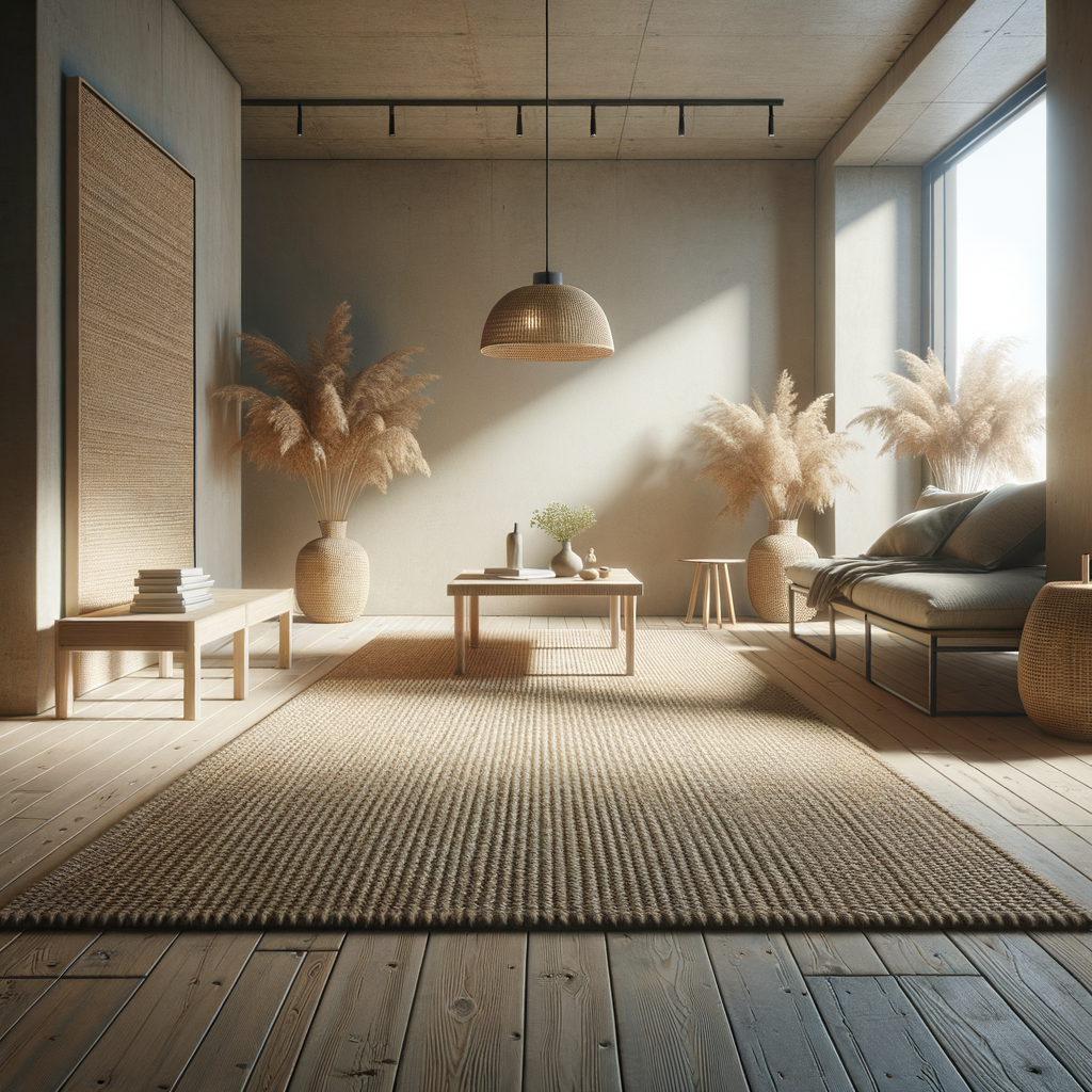 Alfombra de yute añadiendo un toque acogedor a la sala