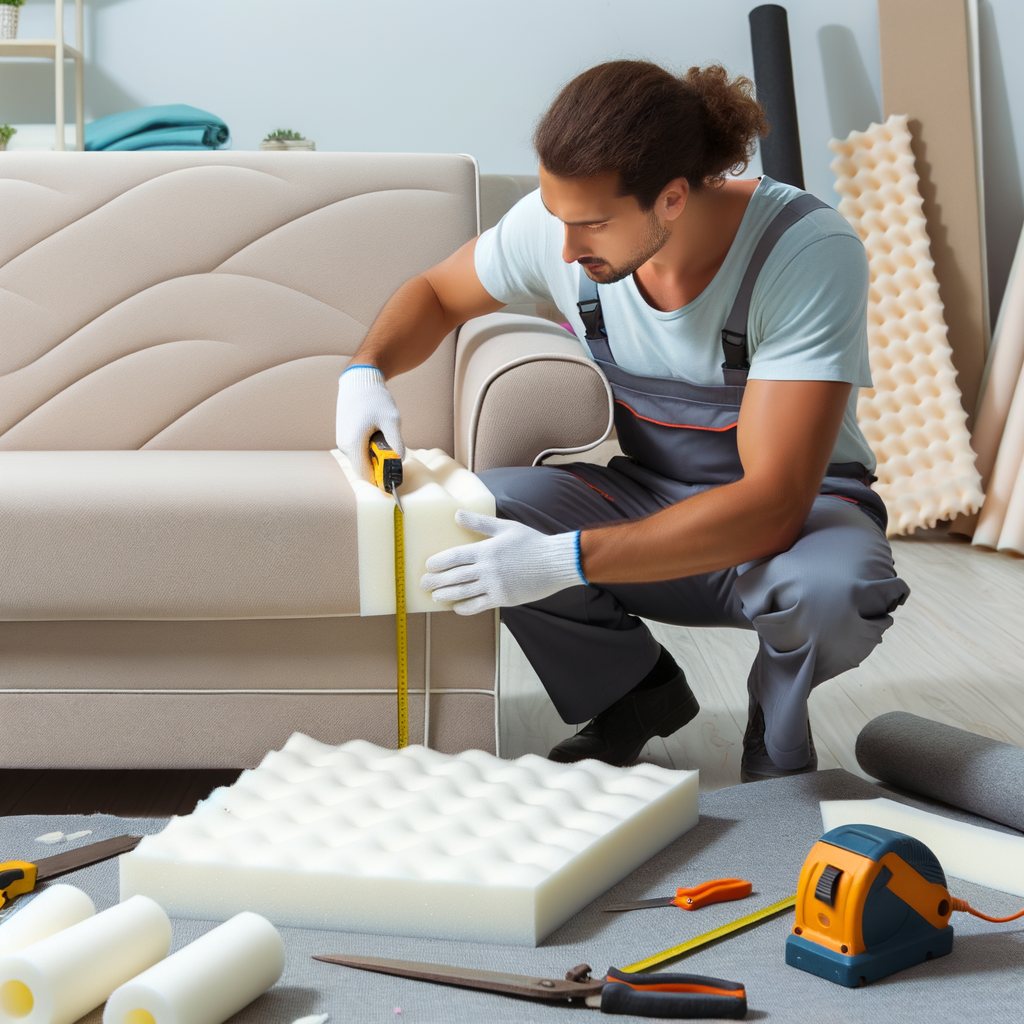 Proceso de tapizado final del sofá