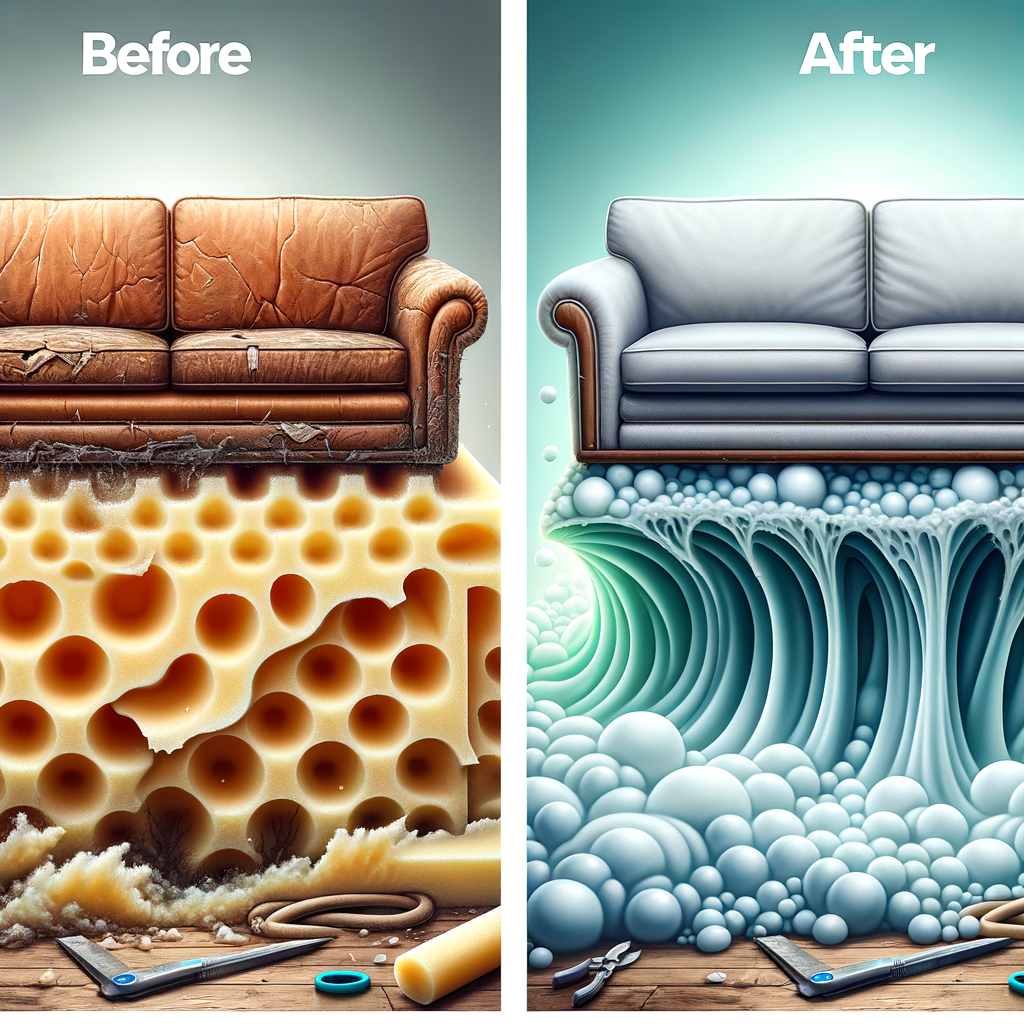 Proceso de tapizado de sofá con espuma